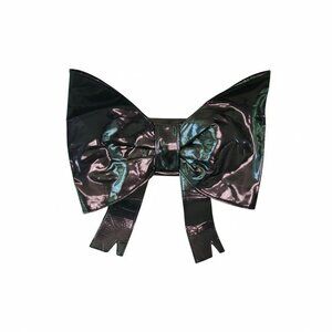Fortnite Oversized Bow Backpack Black Patent Cosplay Y2K Kawaii Statement Bag